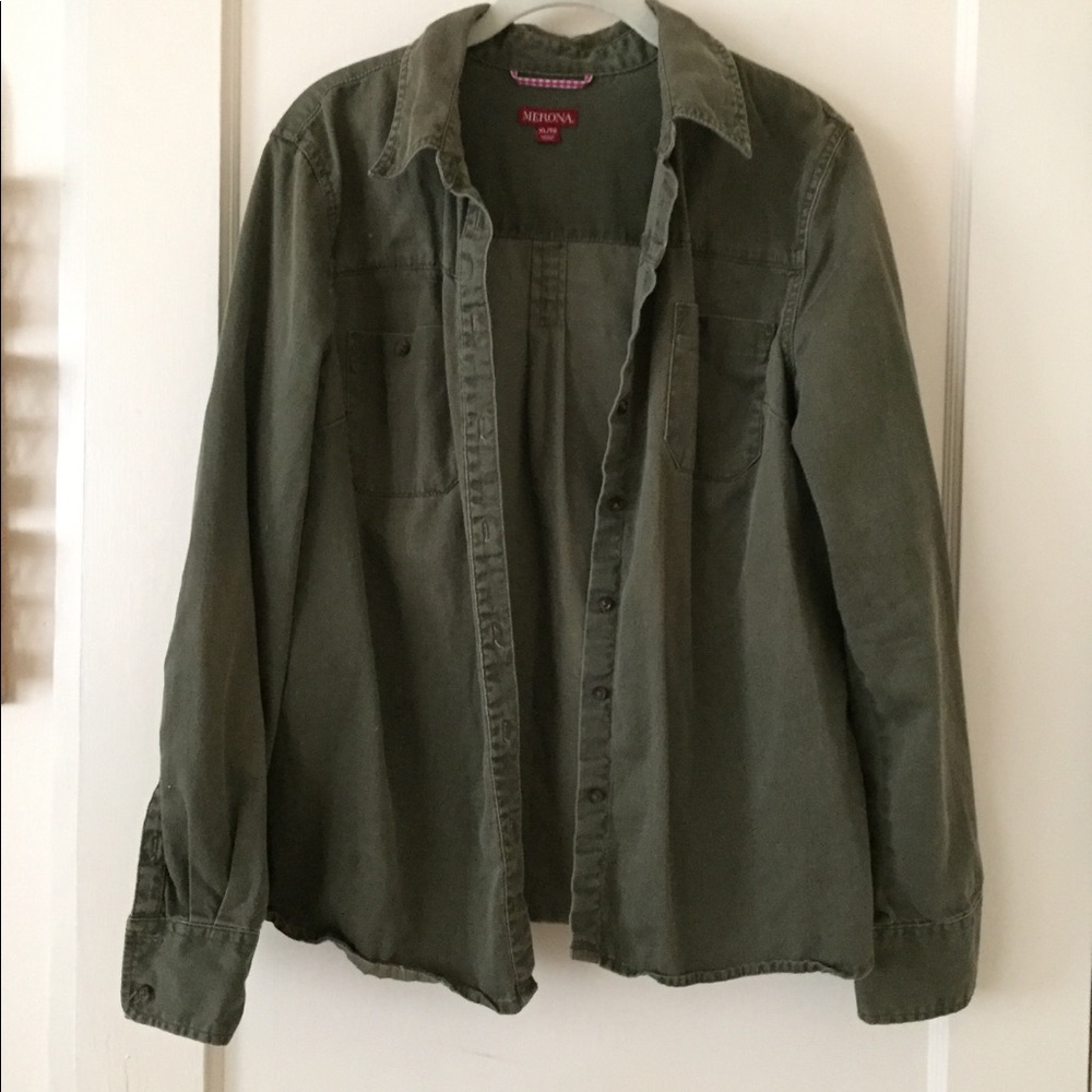 Olive Green Merona Button down Utility Shirt